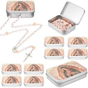 12pcs Virgen De Guadalupe Red Rosary Catholic Necklace with Gift Boxes - Durable